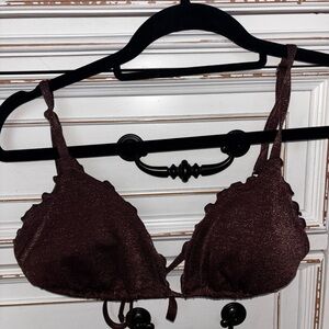 Abercrombie & Fitch Espresso Brown Bikini Top with Gold Shimmer